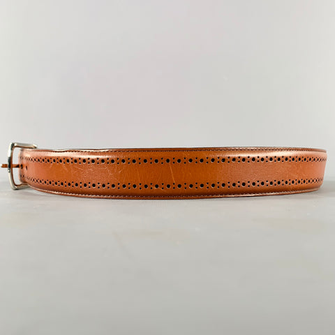 ALLEN EDMONDS Size 36 Brown Perforated Leather Belt