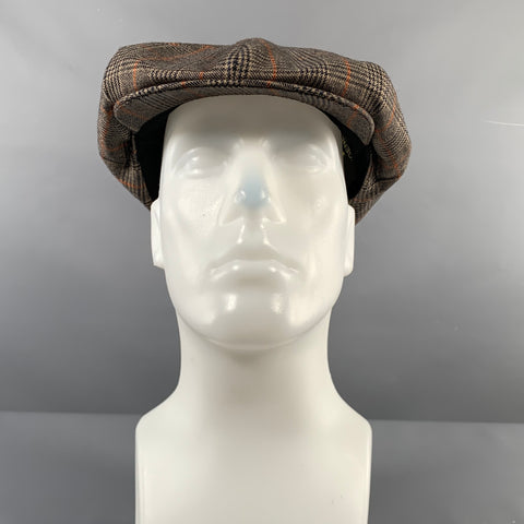 BORSALINO Size XL Beige Brown Glenplaid Wool Hats