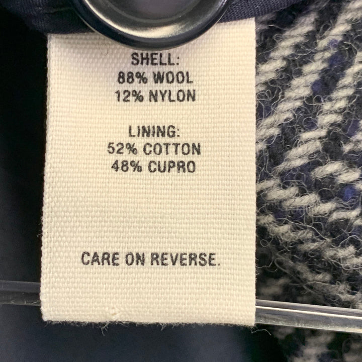 ALEX MILL Size M Grey Navy Herringbone Wool Blend Hidden Buttons Coat