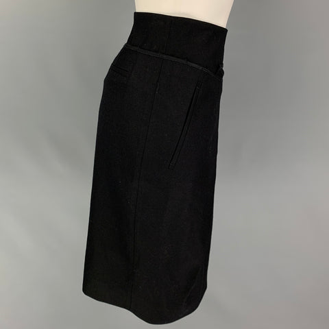SALVATORE FERRAGAMO Size 2 Black Wool Pleated Skirt