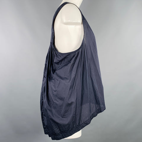 DRIES VAN NOTEN Size 6 Grey Slate Cotton Pleated V-Neck A-Line Casual Top