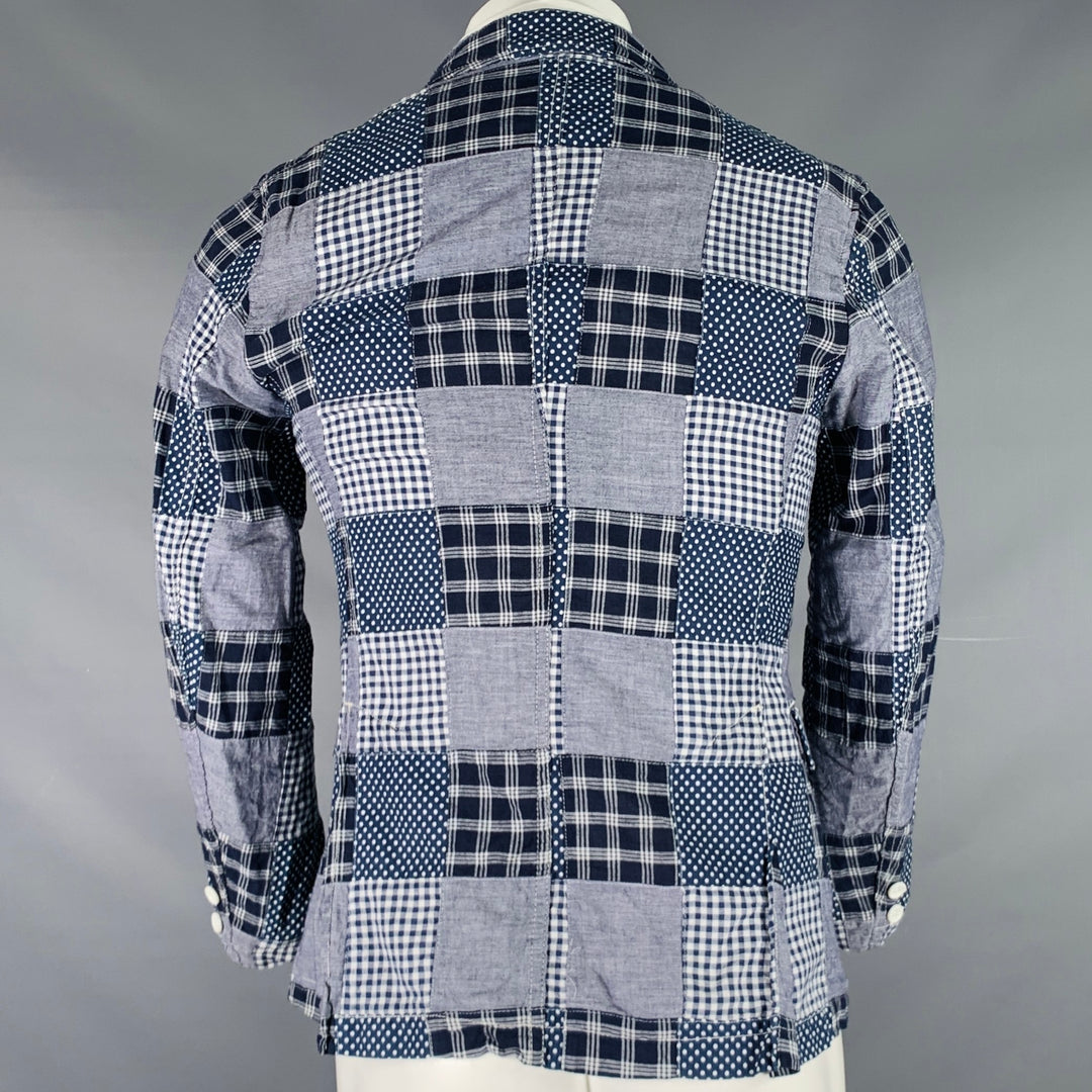 ENGINEERED GARMENTS Size XS Navy White Patchwork Cotton Sport Coat