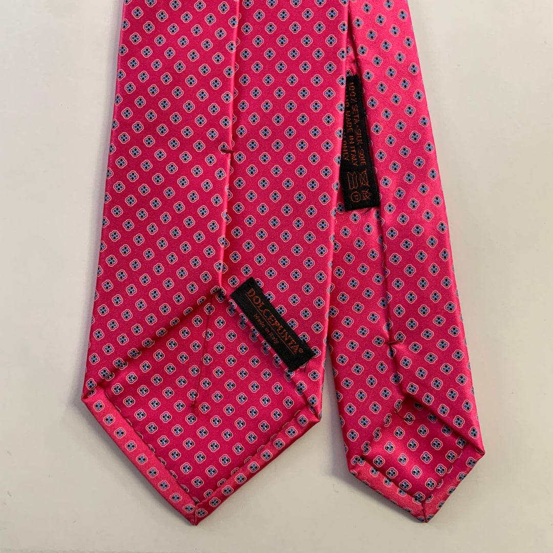 DOLCEPUNTA Pink Blue Polka Dot Silk Tie
