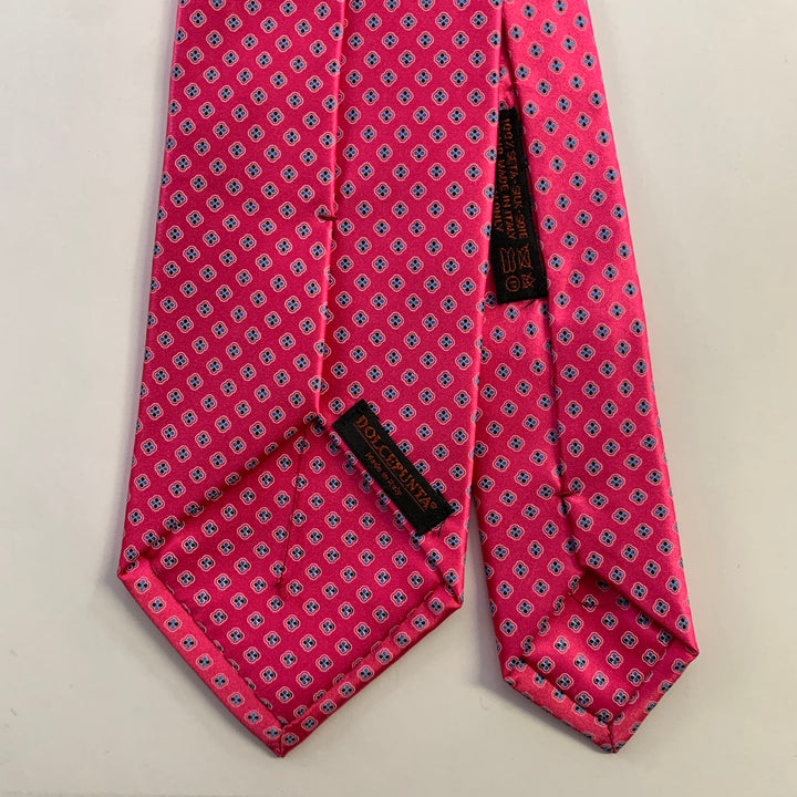 DOLCEPUNTA Pink Blue Polka Dot Silk Tie