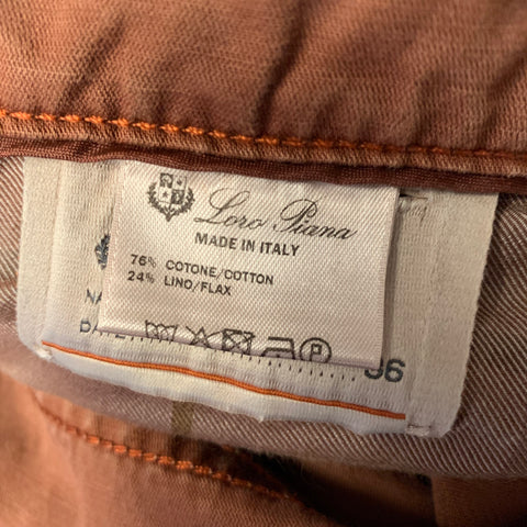LORO PIANA Size 36 Brown Cotton Linen Straight Casual Pants