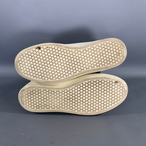 CELINE Size 12 White Leather Platform Flats