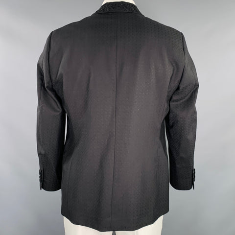 ETRO Size 44 Black Beaded Wool Shawl Collar Sport Coat