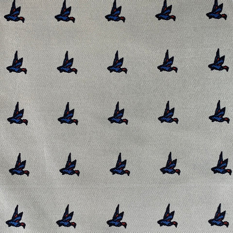 TURNBULL & ASSER Yellow Blue Birds Silk Pocket Square