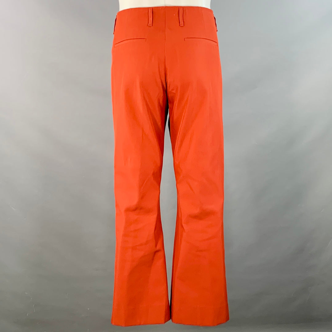 ACNE STUDIOS Size 34 Brick Polyester Cotton Twill Notch Lapel Wide Leg Suit