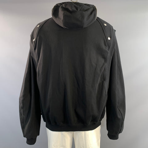 WALTER VAN BEIRENDONCK Size L Black Cotton Hoodie Jacket
