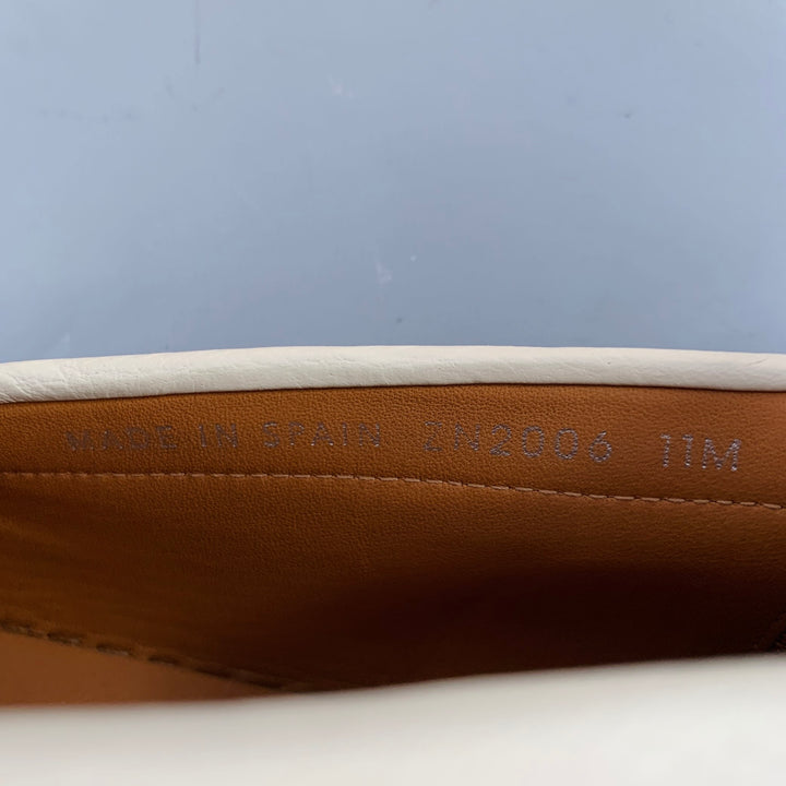 AQUATALIA Size 11 Cream Beige Leather Espadrille Penny Loafers