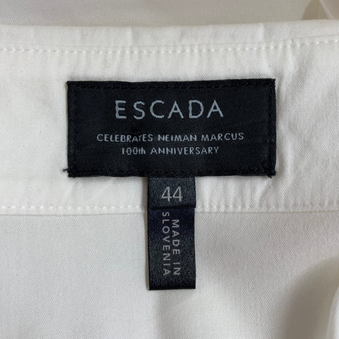 ESCADA Taille XL Chemise plissée à boutons en mélange de coton crème