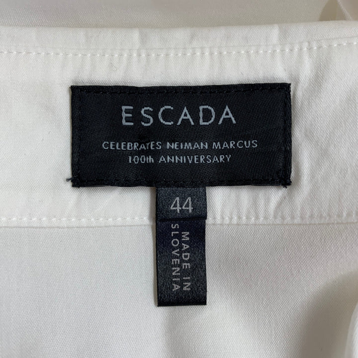 ESCADA Size XL Cream Cotton Blend Pleated Bib Button Up Shirt