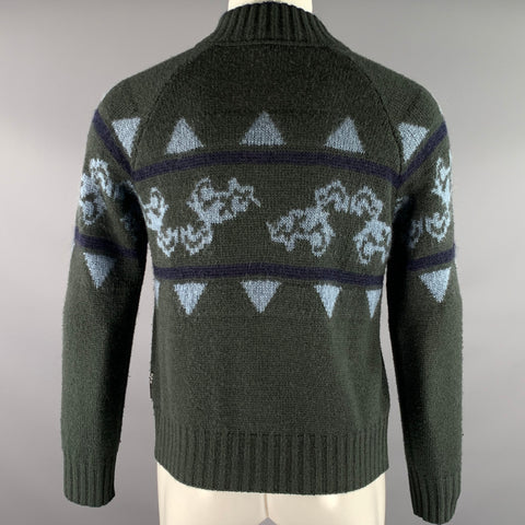 EMPORIO ARMANI Size S Blue Navy Grey Knit Acrylic Blend Sweater Bomber Jacket