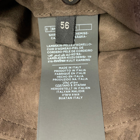 TOM FORD Size 46 Brown Lambskin Suede Shirt Jacket