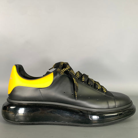 ALEXANDER MCQUEEN Size 10 Black Yellow Leather Low Top Sneakers