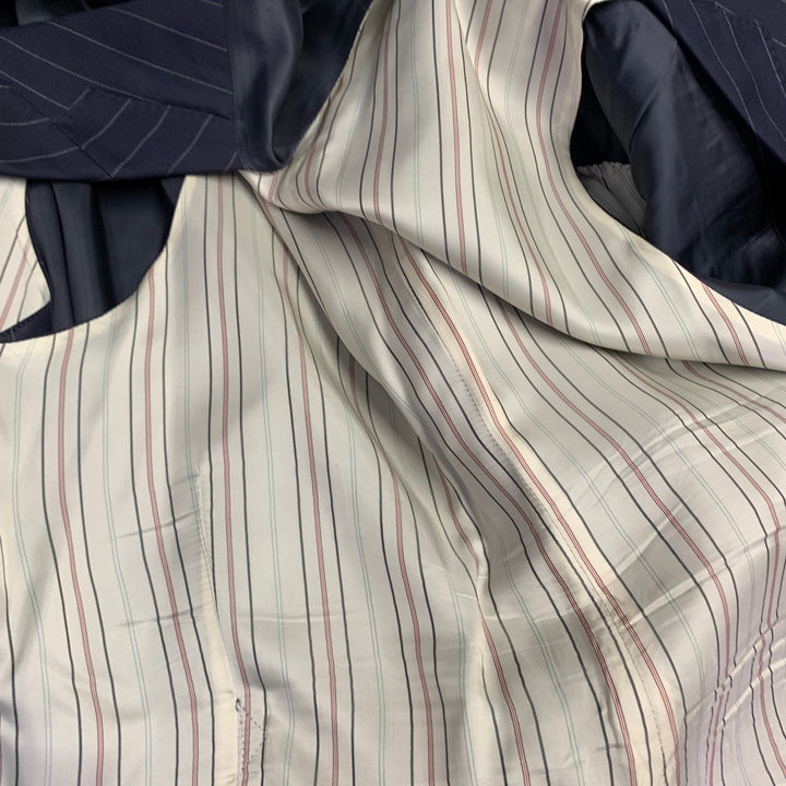 POLO by RALPH LAUREN Size 42 Regular Navy Grey Pinstripe Virgin Wool 3 Piece Suit
