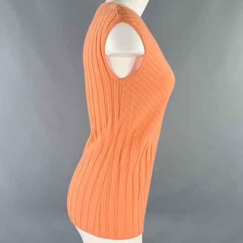 ST. JOHN Size S Orange Ribbed Sleeveless Casual Top