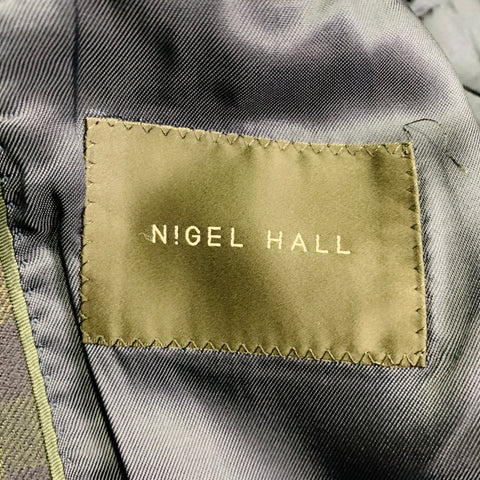 NIGEL HALL Size 40 Green Navy Checkered Wool Notch Lapel Sport Coat