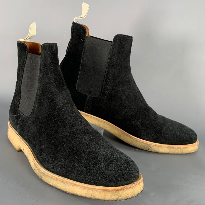 COMMON PROJECTS Pointure 45 Bottines Chelsea à enfiler en daim noir et semelle crêpe