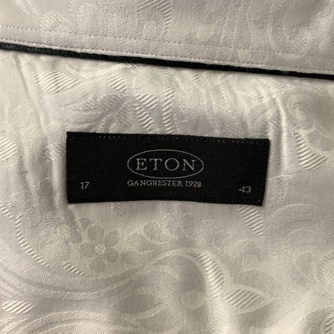 ETON Size L White Floral Pointed Collar Long Sleeve Shirt