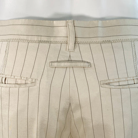 GAULTIER 2 Vintage Size 38 Beige Grey Pinstripe Wool Silk Single Button Hooded Suit