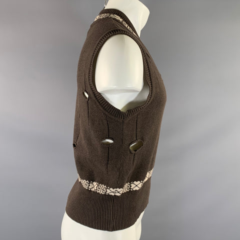 VIVIENNE WESTWOOD MAN Size S Brown Beige Knitted Cotton V Neck Vest