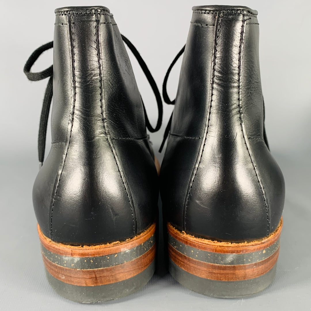 ALDEN Size 10 Black Tan Leather Lace Up Ankle Boots