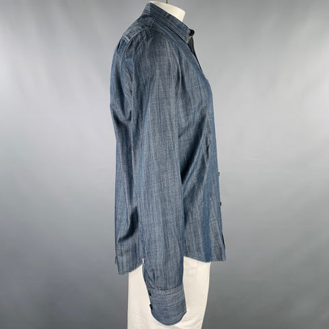 RAG & BONE Size L Indigo Cotton Button Up Long Sleeve Shirt
