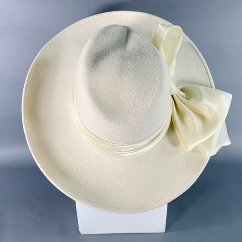 EUGENIA KIM Chapeau Fedora Blanc en Feutre de Laine avec Nœud Ornemental Taille Unique