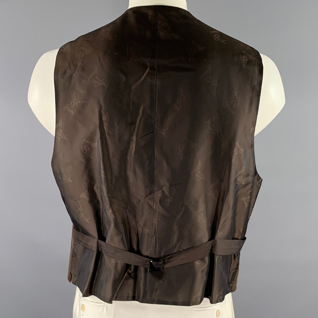 BRIONI Size 46 Brown Suede Vest