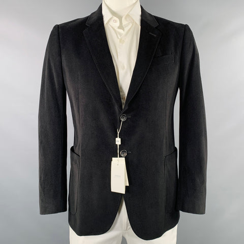 ARMANI COLLEZIONI Size 42 Black Herringbone Polyester Sport Coat