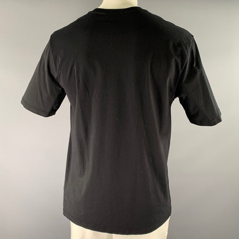 MOSCHINO Size XXL Black Yellow Graphic Cotton Crew Neck T shirt