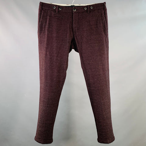 BARENA Size 36 Black Red Woven Virgin Wool Blend Zip Fly Casual Pants
