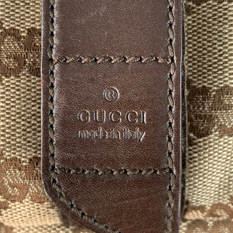 GUCCI Guccissima Brown Beige Monogram Canvas Leather Trim Messenger Bag