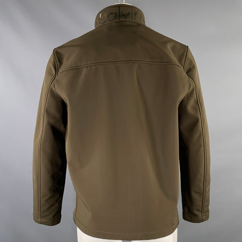 CALVIN KLEIN Size M Olive Polyester Spandex Zip Up Jacket