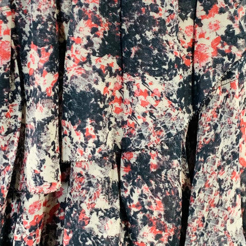 ISABEL MARANT ETOILE Size S Black Red White Chiffon Abstract Tiered Skirt