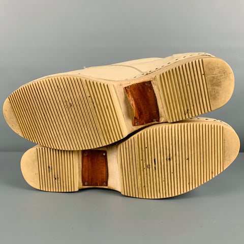 MAISON MARGIELA Size 10 Beige Leather Clog Lace Up Shoes