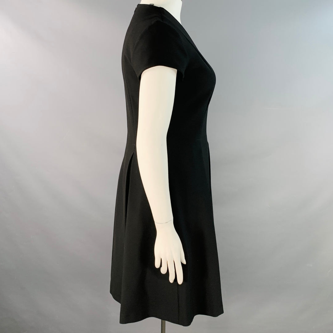 EMPORIO ARMANI Size 12 Black Polyester Blend Pleated Short Sleeve V-Ne –  Sui Generis Designer Consignment