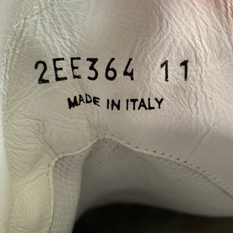 PRADA Size 11 White Grey Color Block Perforated Leather Logo Low Top Sneakers