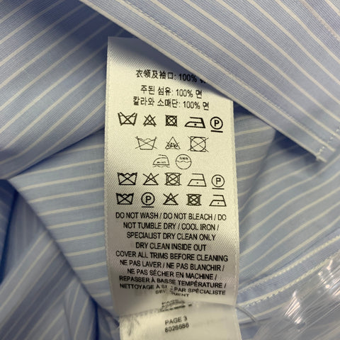 Chemise longue BURBERRY Taille S Rayures bleues et blanches Coton Embellissement en cristal Une poche Manches longues