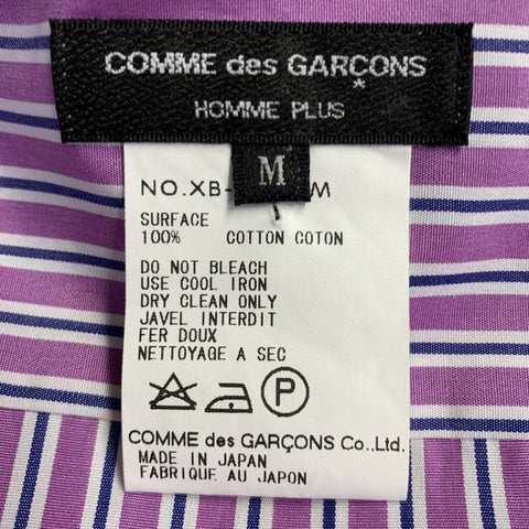 COMME des GARCONS HOMME PLUS Size M Purple White Stripe Cotton Long Sleeve Shirt