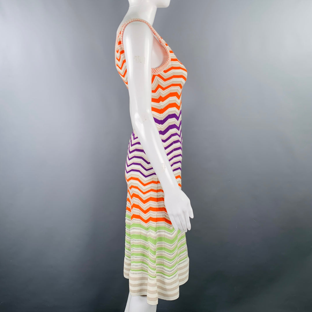 M MISSONI Size 4 Multi Color Viscose Blend Zig Zag Sleeveless Dress