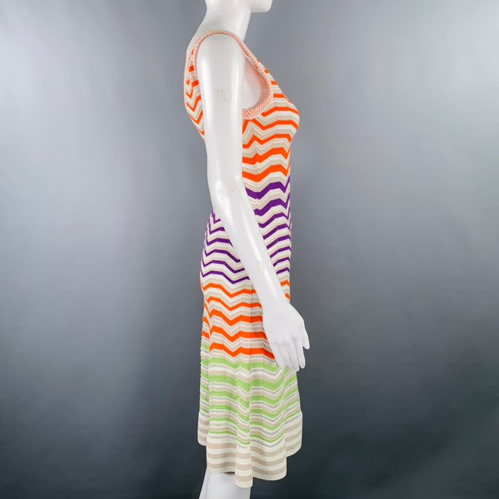 M MISSONI Size 4 Multi Color Viscose Blend Zig Zag Sleeveless Dress