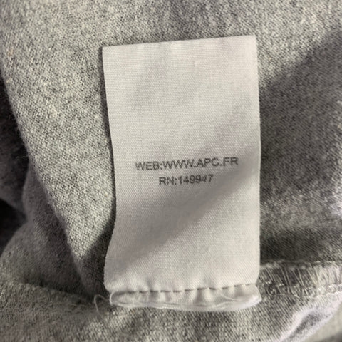 A.P.C. Size M Grey White Cotton Crew Neck T-shirt