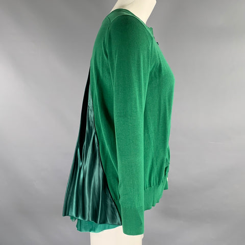 SACAI LUCK Size 2 Green Cotton Cardigan Cardigan