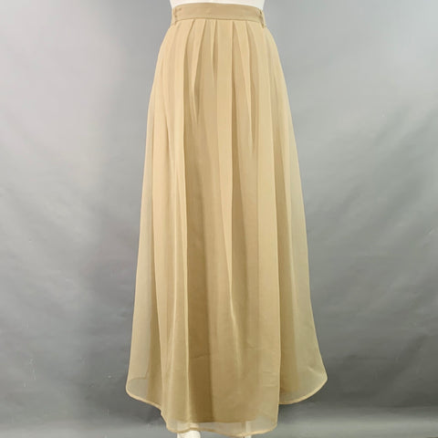 BRUNELLO CUCINELLI Size 8 Beige Taupe Silk Pleated Asymmetrical High Low Long Skirt