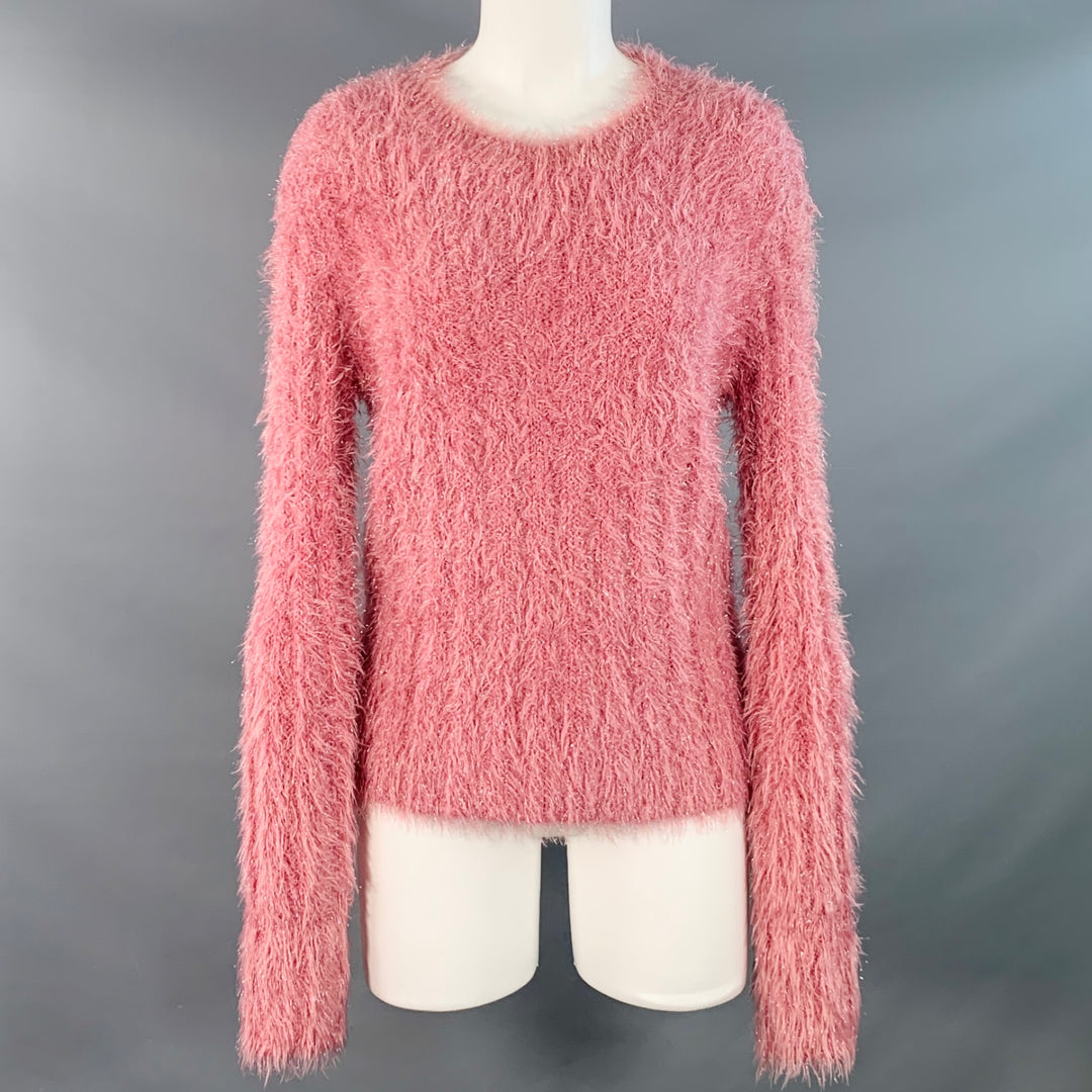 SIES MARJAN Size S Shaggy Metallic Pink Polyamide Blend Crew Neck Pullover