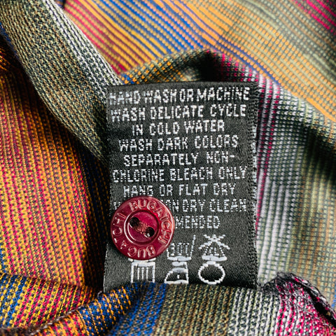 BUGATCHI UOMO Size L Multi Color Stripe Cotton Buttoned Polo