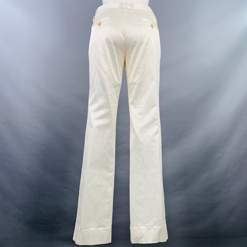 DOLCE & GABBANA Size 6 White Cotton Blend Twill Flat Front Straight Casual Pants